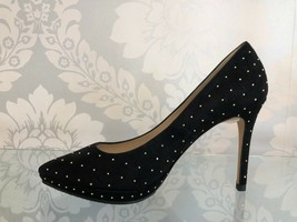 L.K. BENNETT Black Suede w/Metal Rivets Platform Pumps Sz 37/US 7 - £144.81 GBP