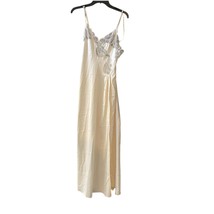 Eve Stillman Vintage Cream Satin Lace Sleeveless Maxi Slip Dress Size Small - $41.87