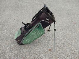 Ping 4 Series Dual Strap 4 Divider Golf Stand Bag Green/Black w Raincover - $103.55