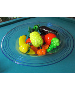 BOWL WITH GLASS FRUITS, BOWL IS 5 X 17&quot; DIAM, 15 FRUITS FROM 3&quot; TO 8&quot; [*... - £97.48 GBP