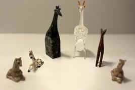 Vtg Giraffe Mini Figurines, Lot of 6 Carved, Silver Plate, &amp; Porcelain &amp;... - $25.25