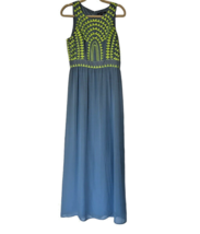Gianni Bini Maxi Dress Blue Long Embroidered Maxi Sleeveless Size 8 - £19.77 GBP
