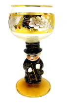 Chimney Sweep Wine Glass Goebel Bockling Porcelain 4 oz Ladder Gold 6" Vintage + - $43.49