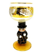 Chimney Sweep Wine Glass Goebel Bockling Porcelain 4 oz Ladder Gold 6&quot; V... - £34.25 GBP