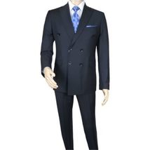 Men Suit BERLUSCONI Turkey Italian Wool 180's Double Breasted UGS94-12 Navy image 4