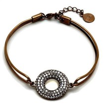 5.9 Inch Light Brown Plated Stainless Steel Bangle Clear CZ 1 In Extender - £18.76 GBP