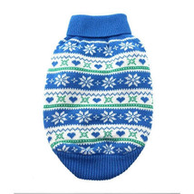 100% Combed Cotton Snowflake and Hearts Dog Sweater - Blue - £19.97 GBP