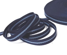 3/8&quot; 1cm wide 5-20 yd Thick Dark Blue w/ Smoke Blue Stripe Grosgrain Rib... - £5.49 GBP+