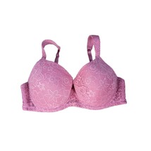 Laura Ashley Bra 38D Womens Underwired Lighly Padded Dark Pink Lace Overlay - $19.68