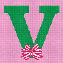 Pepita Needlepoint kit: Letter V Striped Bow, 7&quot; x 7&quot; - $50.00+