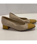 Etienne Aigner Pumps Block Heel Cap Toe Woven Career Shoes 8.5M - $27.34 CAD