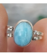 Flip 2in1 LARIMAR-AMBER gemstones 925 sterling silver reversible ring  (... - $39.00