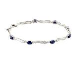 Galaxy Gold GG, 14K Solid White Gold, Natural Sapphire and Diamond Tenni... - $1,146.41