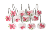 CROSCILL Cherry Blossom Floral Pink Shower Curtain Hook Set - £28.61 GBP