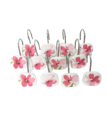 CROSCILL Cherry Blossom Floral Pink Shower Curtain Hook Set - £28.30 GBP