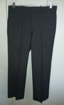 100% PURE WOOL MEN&#39;S FLAT-FRONT GRAY DRESS PANTS-33&quot;x26.75&quot;-BARELY WORN - $14.01