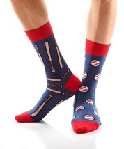 Yo Sox Men's Premium Crew Socks Baseball Motifs Cotton Antimicrobial 7-12 image 2