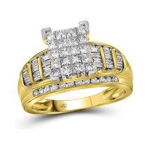 14kt Yellow Gold Princess Diamond Cluster Bridal Wedding Engagement Ring Size 9 - £1,629.08 GBP