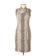 CALVIN KLEIN Beige &amp; Black Snakeskin Dress w Oriental Button Neckline - ... - £61.98 GBP
