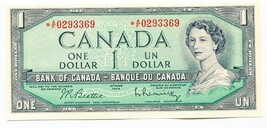 1954 Bank of Canada $1.00 One Dollar Replacement Note *A/F0293369 - £39.33 GBP