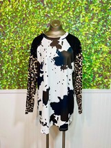 Brand New Cow Print Leopard Print Sequins Top Women’s XL - $35.08