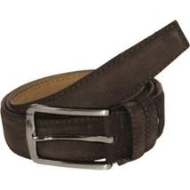 Mens Brown Genuine Suede Soft Leather Belt PIERO ROSSI From Turkey # Brown-C image 3