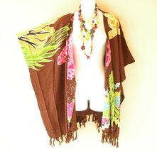 CB621 Cardigan Duster Kaftan Open Front Plus Hippy Jacket Cover up Top -... - $24.90