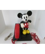 AT&amp;T MICKEY MOUSE PUSH BUTTOM TELEPHONE 13&quot; TALL VERY NICE LG RED SPIRAL... - £27.21 GBP