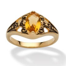 Womens Antiqued 14K Gold Birthstone November Citrine Ring 5 6 7 8 9 10 - £78.30 GBP