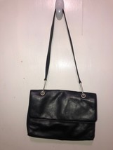 Valerie Stevens Black Pebbled Leather Purse Foldover Magnetic Close Snap - £12.45 GBP
