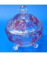 Westmoreland Vintage Clear Ruby Red Flash Grape Glass Candy Dish With Li... - $24.54