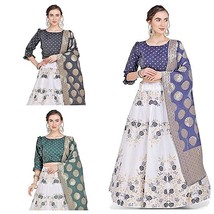 Lehenga Choli &amp; Dupatta Jacquard Festa Matrimonio Moda Taglia Unica - £41.57 GBP