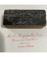 Vintage Printing Block H. R. Migener Co Draperies &amp; Furniture Houston Tx - $157.93 MXN