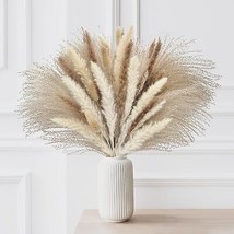 Natural Dried Pampas Grass Bouquet 85 PCS with Bunny Tails Dried Flowers and Pom - £23.39 GBP