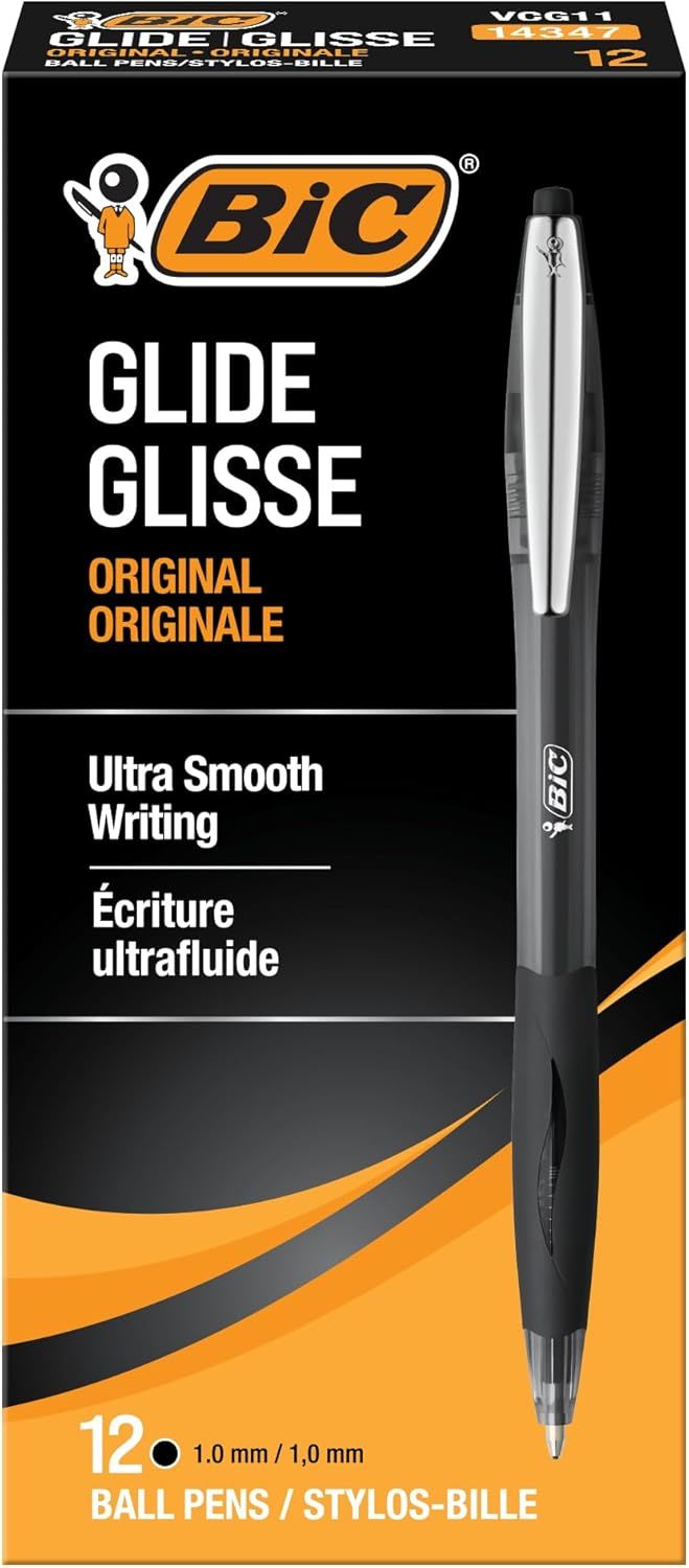 Bic Glide Black Retractable Ballpoint Pens, Medium Point (1.0Mm), 12-Cou... - $31.95