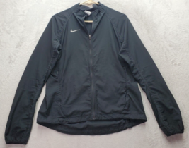 Nike Running Jacket Womens Medium Black Polyester Long Sleeve Logo Full ... - $21.09