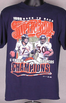 Vtg Denver Broncos Back to Back Champions 1998 Shirt-Blue-L-Elway Davis-... - $18.67