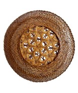 Vintage Hand-woven Split Bamboo Basket Floral Geometric 11.5&quot; Boho Décor... - $99.99