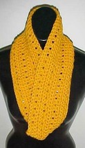 Hand Crochet Gold Acrylic Loop/Circle Scarf/Neckwarmer # 570 New - $9.49