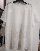 White Poncho Over Shoulder Cape Top One Size Light Weight Casual Cover Up - £12.37 GBP