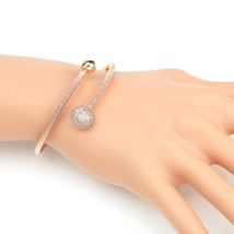 Rose Gold Tone Wrap Bangle Bracelet With Sparkling Crystals - £21.89 GBP