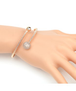 Rose Gold Tone Wrap Bangle Bracelet With Sparkling Crystals - $27.99