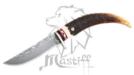 Mastiff Imported Japanese Damascus Steel Fixed Blade Knife W/ Kerry Horn... - $59.38
