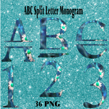 ABC Split Letter Monogram 7g Digital Kit-Digital Clipart-Art Clip-Gift Tag-Jewel - £0.98 GBP