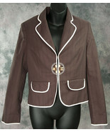 Nine West Brown Cotton Shell Beaded Blazer Jacket Size 8 EUC  - £14.59 GBP