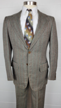 Vintage 1970s Mens Herringbone Tweed Suit Lord Chesterfield 38 - £35.41 GBP