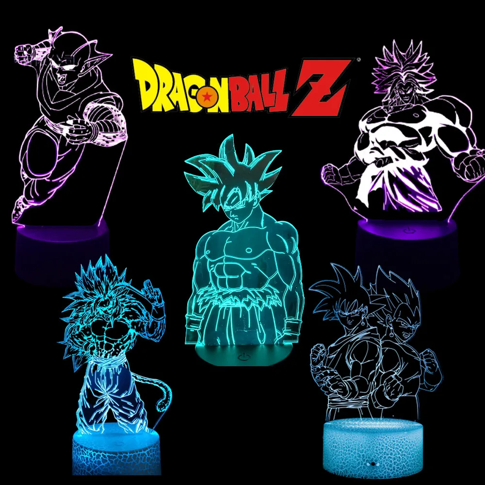 Dragon Ball Z Anime Figures Goku Vegeta Gohan Broly 3D Lamp PVC Action Figures - £11.81 GBP+