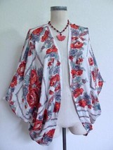 Kimchi Blue Open Kimono Draped Topper Cardigan Jacket XS S Roses Red Floral - £15.95 GBP