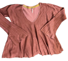 Free People Pink Long Flare Sleeve Shirt Women&#39;s Large - £22.05 GBP