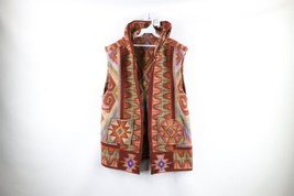 Vtg 90s Streetwear Womens XL Southwestern Fleece Open Front Hooded Sweat... - £46.93 GBP